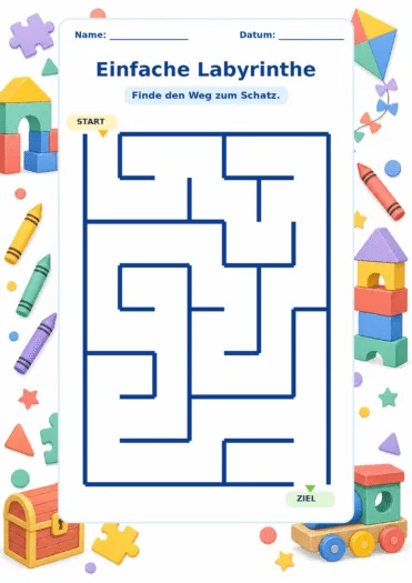 Einfaches Labyrinth: vom Start durch den Irrgarten bis zum Ziel finden.
