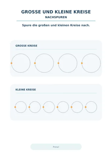 Arbeitsblatt mit großen und kleinen gestrichelten Kreisen zum Nachspuren.