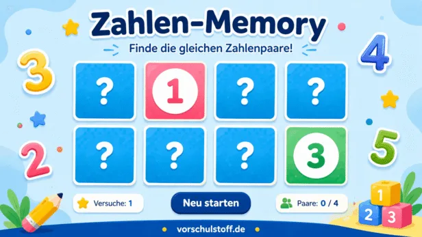 Zahlen-Memory für Kinder